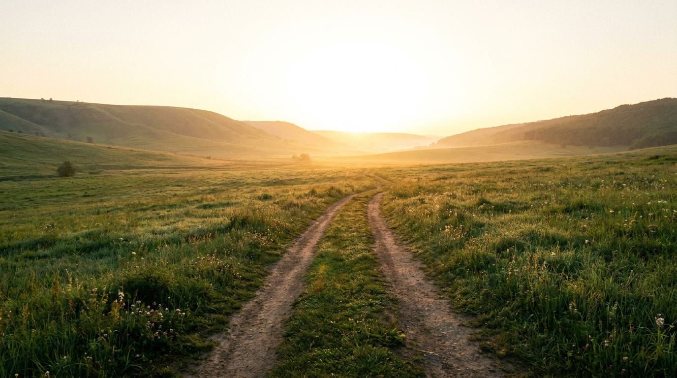 Sonnenaufgang über grünem Tal – Coaching für beruflichen Neuanfang in Ravensburg
